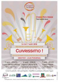 Concert Orchestre Sortilège - CUIVRISSIMO !. Le vendredi 5 août 2016 à Nieul-sur-Mer. Charente-Maritime.  20H30